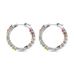 Natürlicher Mehrfach-Turmalin Creolen, 925 Silber Platiniert Ca. 8.96 Ct -Schmuck Shoplc 7154150 3