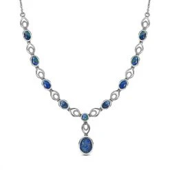 Boulder Opal Triplette Halskette, Ca. 45 Cm, 925 Silber Platiniert Ca. 5.13 Ct