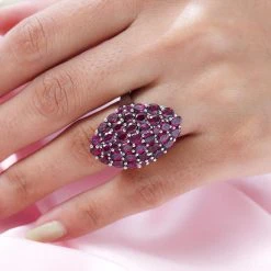 Rhodolith Granat Ring, 925 Silber Platiniert (Größe 18.00) Ca. 7.57 Ct -Schmuck Shoplc 7154897 2
