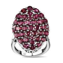 Rhodolith Granat Ring, 925 Silber Platiniert (Größe 18.00) Ca. 7.57 Ct -Schmuck Shoplc 7154897 3