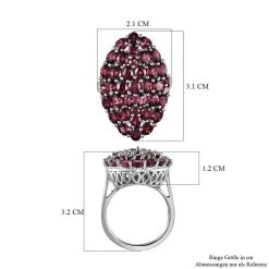 Rhodolith Granat Ring, 925 Silber Platiniert (Größe 18.00) Ca. 7.57 Ct -Schmuck Shoplc 7154897 6