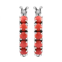 Oregon Pfirsich Opal-Ohrringe, 925 Silber Platiniert, Ca. 0.80 Ct