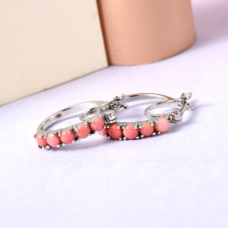 Oregon Pfirsich Opal-Ohrringe, 925 Silber Platiniert, Ca. 0.80 Ct 4 Oregon Pfirsich Opal-Ohrringe, 925 Silber Platiniert, Ca. 0.80 Ct – Bild 2