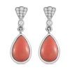 Oregon Pfirsich Opal Und Weiße Zirkon-Ohrringe, 925 Silber Platiniert Ca. 4.48 Ct -Schmuck Shoplc 7156029