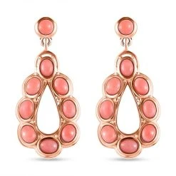 Oregon Pfirsich Opal-Ohrringe, 925 Silber Rosévergoldet Ca. 2.57 Ct