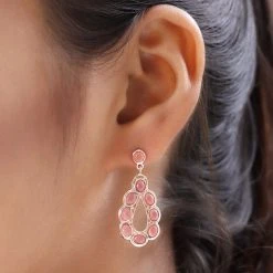 Oregon Pfirsich Opal-Ohrringe, 925 Silber Rosévergoldet Ca. 2.57 Ct -Schmuck Shoplc 7156202 2