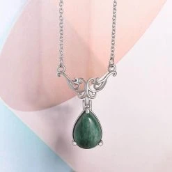 Grünes Aventurin Collier, Ca. 45 Cm, Edelstahl Ca. 5.65 Ct -Schmuck Shoplc 7157084 2