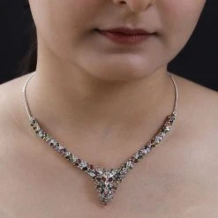 Natürliches Mehrfarbiges Turmalin Collier, Ca. 45 Cm, 925 Silber Platiniert, Ca. 11.67 Ct -Schmuck Shoplc 7157738 1
