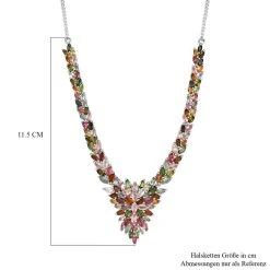 Natürliches Mehrfarbiges Turmalin Collier, Ca. 45 Cm, 925 Silber Platiniert, Ca. 11.67 Ct -Schmuck Shoplc 7157738 5
