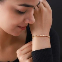 Weißes Diamant Armband, Ca. 19 Cm, 925 Silber Gelbgold Vermeil Ca. 0.50 Ct -Schmuck Shoplc 7157763 2