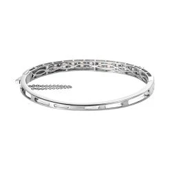 Natürlicher, äthiopischer Welo Opal Und Weißer Zirkon Armreif, Ca. 19 Cm, 925 Silber Platiniert Ca. 2.88 Ct -Schmuck Shoplc 7157878 4