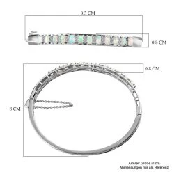 Natürlicher, äthiopischer Welo Opal Und Weißer Zirkon Armreif, Ca. 19 Cm, 925 Silber Platiniert Ca. 2.88 Ct -Schmuck Shoplc 7157878 5