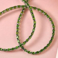 Natürliche Chromdiopsid Halskette, Ca. 45 Cm, 925 Silber Platiniert Ca. 22.95 Ct -Schmuck Shoplc 7158637 2