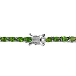 Natürliche Chromdiopsid Halskette, Ca. 45 Cm, 925 Silber Platiniert Ca. 22.95 Ct -Schmuck Shoplc 7158637 3