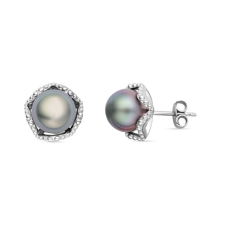 Tahiti Perlen-Ohrringe, 10-11mm, 925 Silber Rhodiniert 6 Tahiti Perlen-Ohrringe, 10-11mm, 925 Silber Rhodiniert – Bild 4