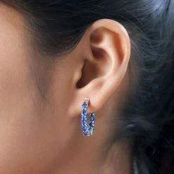 Kaschmir Kyanit Creolen, 925 Silber Platiniert Ca. 4.16 Ct -Schmuck Shoplc 7159388 2