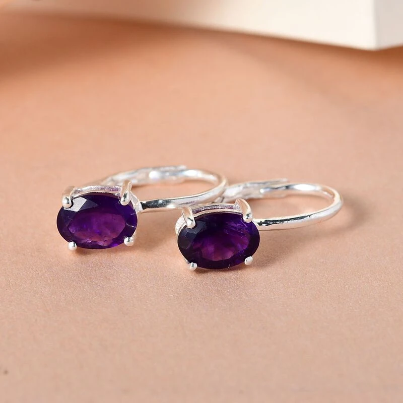 Afrikanische Amethyst-Ohrringe, 925 Silber Ca. 1,42 Ct 4 Afrikanische Amethyst-Ohrringe, 925 Silber Ca. 1,42 Ct – Bild 2