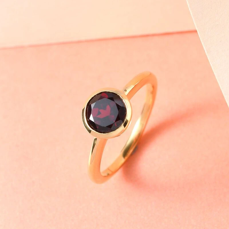 Natürlicher Mosambik Granat-Ring, 925 Silber Vergoldet, (Größe 18.00) Ca. 1.54 Ct 4 Natürlicher Mosambik Granat-Ring, 925 Silber Vergoldet, (Größe 18.00) Ca. 1.54 Ct – Bild 2