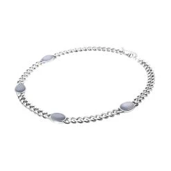 Künstliche, Weiße Katzenaugen Halskette, Ca. 50 Cm, Reiner Edelstahl, Ca. 25,00 Ct -Schmuck Shoplc 7162978 2