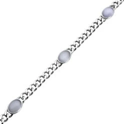 Künstliche, Weiße Katzenaugen Halskette, Ca. 50 Cm, Reiner Edelstahl, Ca. 25,00 Ct -Schmuck Shoplc 7162978 3