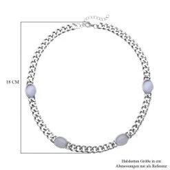 Künstliche, Weiße Katzenaugen Halskette, Ca. 50 Cm, Reiner Edelstahl, Ca. 25,00 Ct -Schmuck Shoplc 7162978 4