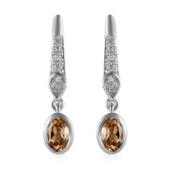 AA Ceylon Kaiserliche Granat Und Weiße Zirkon-Ohrringe, 925 Silber Platiniert Ca. 1.34 Ct