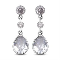 Weiße Zirkonia Ohrringe, Edelstahl Ca. 12,40 Ct