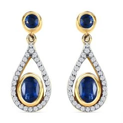 Kaschmir Kyanit-Ohrringe, 925 Silber Vergoldet Ca. 3.38 Ct