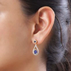 Kaschmir Kyanit-Ohrringe, 925 Silber Vergoldet Ca. 3.38 Ct -Schmuck Shoplc 7164446 2