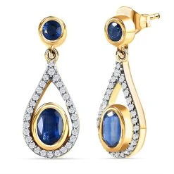 Kaschmir Kyanit-Ohrringe, 925 Silber Vergoldet Ca. 3.38 Ct -Schmuck Shoplc 7164446 3