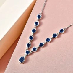 Kaschmir Kyanit-Halskette, Ca. 45 Cm, 925 Silber Platiniert Ca. 5.21 Ct -Schmuck Shoplc 7164448 2