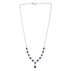 Kaschmir Kyanit-Halskette, Ca. 45 Cm, 925 Silber Platiniert Ca. 5.21 Ct -Schmuck Shoplc 7164448 3