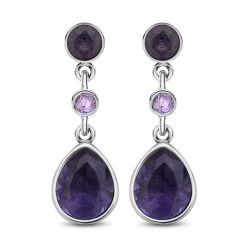 Lila Zirkonia Ohrringe, Edelstahl Ca. 12,40 Ct