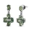 Natürliche, Grüne Apatit Und Weiße Zirkon-Ohrringe, 925 Silber Platiniert Ca. 3.87 Ct -Schmuck Shoplc 7164886