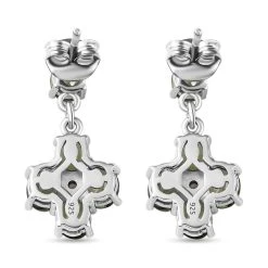 Natürliche, Grüne Apatit Und Weiße Zirkon-Ohrringe, 925 Silber Platiniert Ca. 3.87 Ct -Schmuck Shoplc 7164886 4