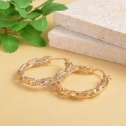 Weiße Kristall-Ohrringe, Goldfarben -Schmuck Shoplc 7164887 1