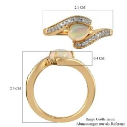 Natürlicher Äthiopischer Opal Und Zirkon Bypass Ring 925 Silber Vergoldet (Größe 16.00) -Schmuck Shoplc 7166438 6