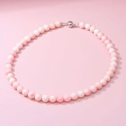 AAA Rosa Königinnen Muschelschalen-Halskette, Ca. 50 Cm, 925 Silber Ca. 200.00 Ct -Schmuck Shoplc 7169533 2