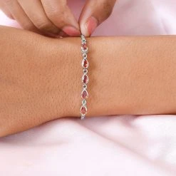 Oranges Saphir-Armband, Ca. 19 Cm, 925 Silber Platiniert Ca. 1,14 Ct -Schmuck Shoplc 7171037 2