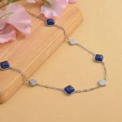 Lapislazuli Halskette, Ca. 50 Cm, Edelstahl Ca. 32.00 Ct -Schmuck Shoplc 7171393 1