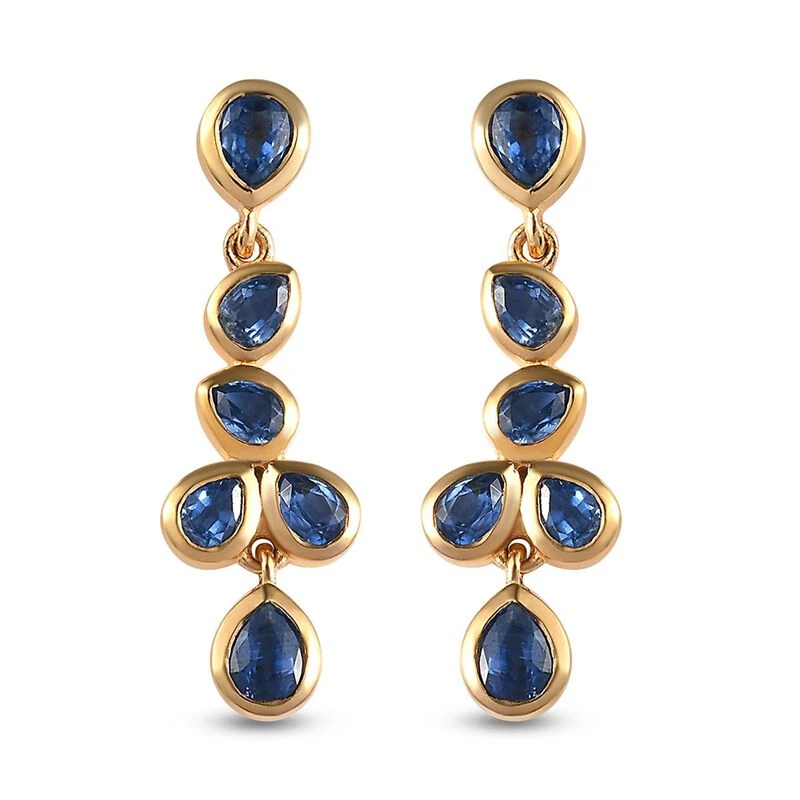 Kaschmir Kyanit-Ohrringe, 925 Silber Vergoldet Ca. 3.44 Ct 3 Kaschmir Kyanit-Ohrringe, 925 Silber Vergoldet Ca. 3.44 Ct