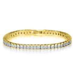 Weißes Zirkonia-Armband, Ca. 19 Cm, Goldfarben Ca. 14,82 Ct