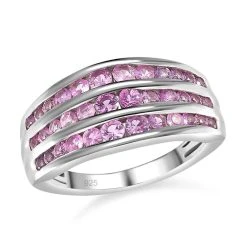 Premium Rosa Saphir Ring, 925 Silber Platiniert (Größe 17.00) Ca. 1.53 Ct -Schmuck Shoplc 7171736 3