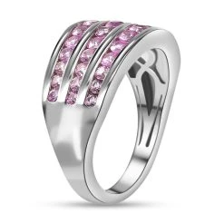 Premium Rosa Saphir Ring, 925 Silber Platiniert (Größe 17.00) Ca. 1.53 Ct -Schmuck Shoplc 7171736 4