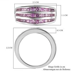 Premium Rosa Saphir Ring, 925 Silber Platiniert (Größe 17.00) Ca. 1.53 Ct -Schmuck Shoplc 7171736 6