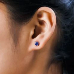 Masoala Saphir (Fissure Gefüllt)-Ohrringe, 925 Silber Platiniert Ca. 1.26 Ct -Schmuck Shoplc 7172777 2