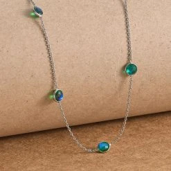 Pfau Triplette Quarz Halskette, Ca. 50 Cm, 925 Silber Platiniert Ca. 8.74 Ct -Schmuck Shoplc 7173013 2