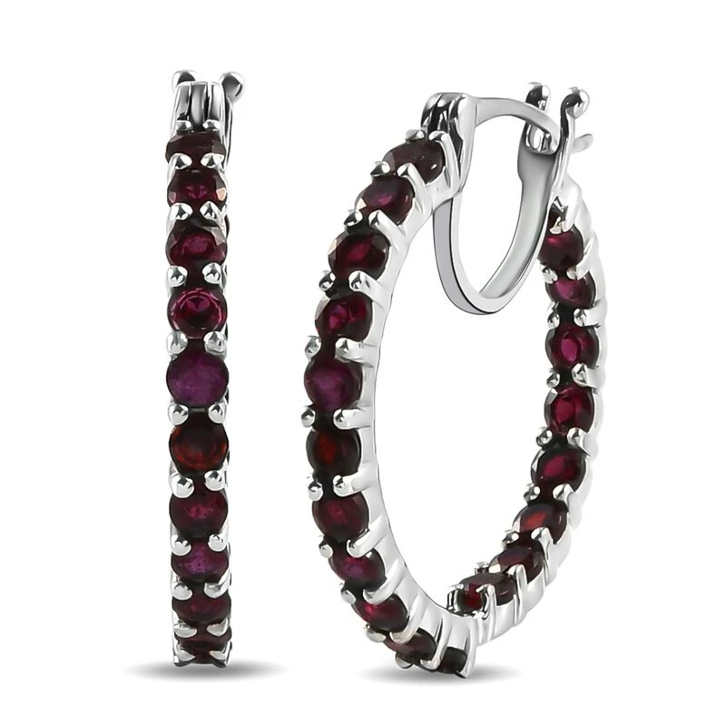 Anthill Granat-Creolen, 925 Silber Platiniert Ca. 3,50 Ct 3 Anthill Granat-Creolen, 925 Silber Platiniert Ca. 3,50 Ct