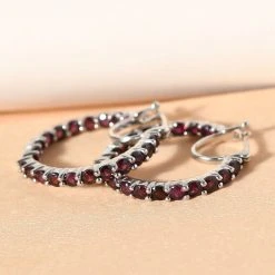 Anthill Granat-Creolen, 925 Silber Platiniert Ca. 3,50 Ct 8 Anthill Granat-Creolen, 925 Silber Platiniert Ca. 3,50 Ct -Schmuck Shoplc 7181850 1