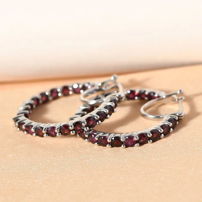 Anthill Granat-Creolen, 925 Silber Platiniert Ca. 3,50 Ct 4 Anthill Granat-Creolen, 925 Silber Platiniert Ca. 3,50 Ct – Bild 2